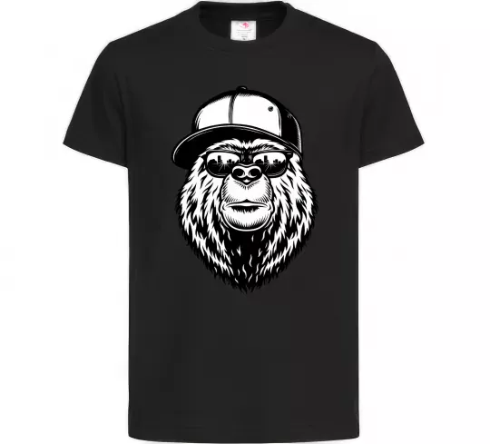 Детская футболка Bear in fullcap Черный фото