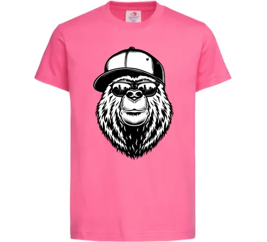 Детская футболка Bear in fullcap Ярко-розовый фото