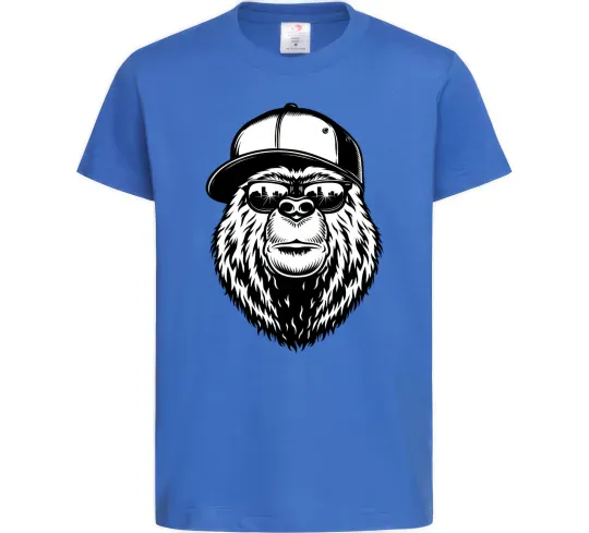 Детская футболка Bear in fullcap Ярко-синий фото
