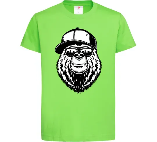 Детская футболка Bear in fullcap Лаймовый фото