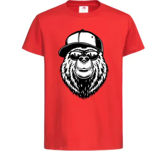 Детская футболка Bear in fullcap Красный фото