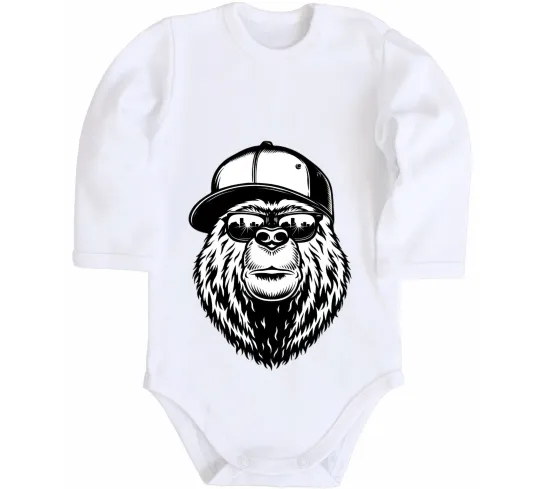 Дитячий бодік Bear in fullcap Білий фото