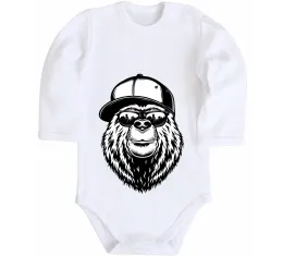 Дитячий бодік Bear in fullcap Білий фото