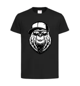 Детская футболка Bear in fullcap Черный фото