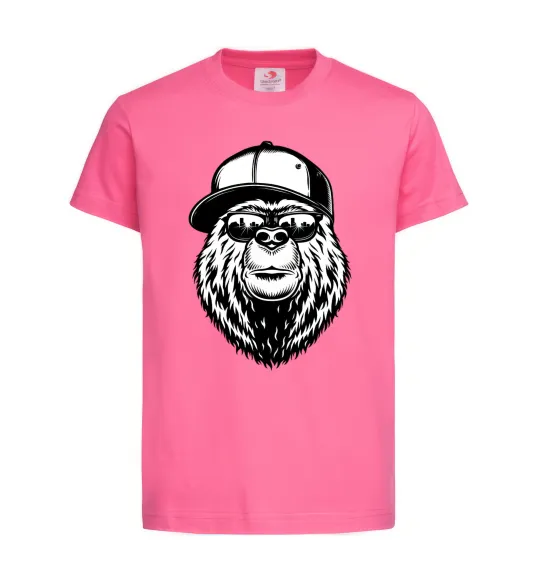 Дитяча футболка Bear in fullcap Яскраво-рожевий фото