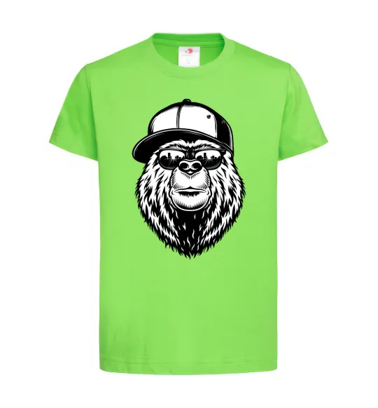 Дитяча футболка Bear in fullcap Лаймовий фото