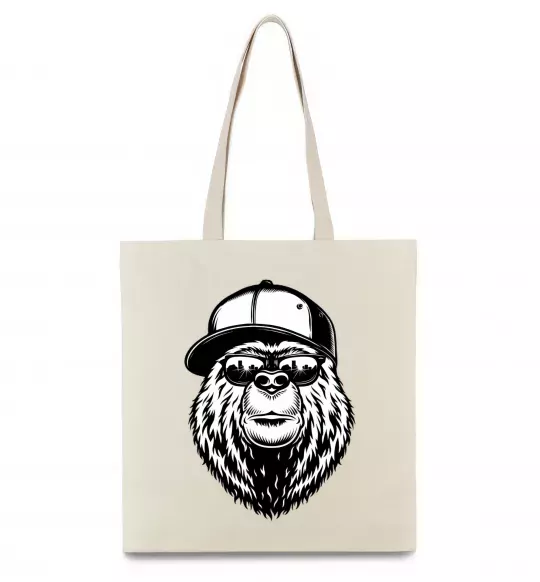 Еко-сумка Bear in fullcap Бежевий фото