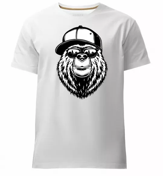 Чоловіча преміум футболка Bear in fullcap Білий фото