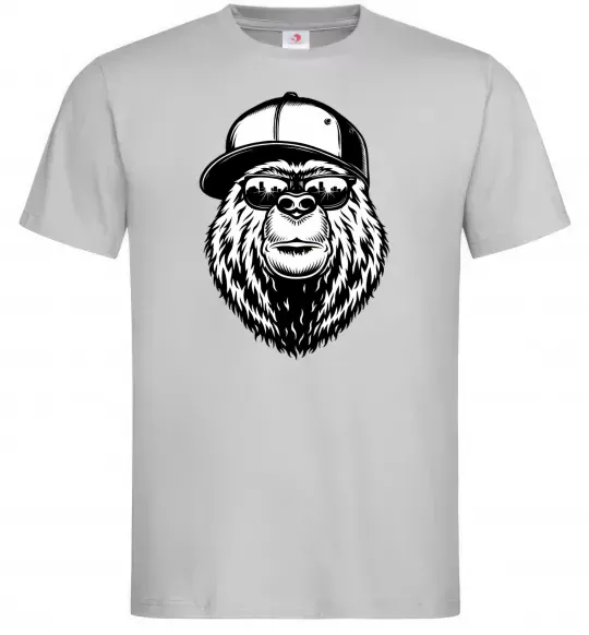 Мужская футболка Bear in fullcap Серый фото