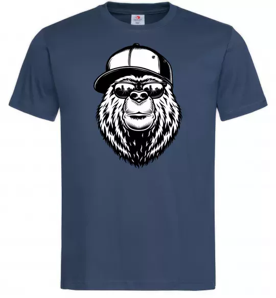 Мужская футболка Bear in fullcap Темно-синий фото