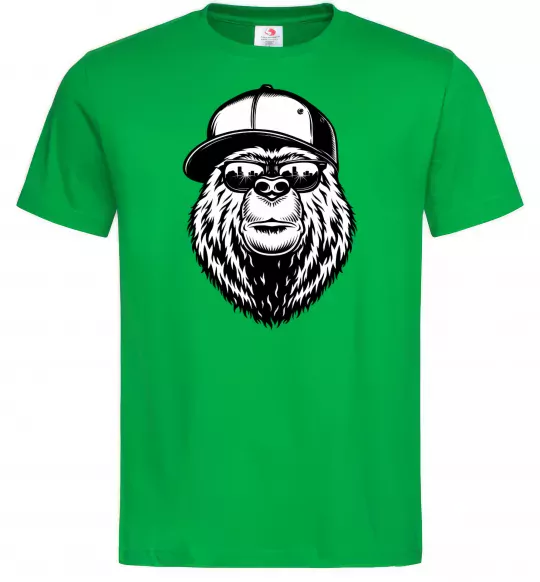 Мужская футболка Bear in fullcap Зеленый фото