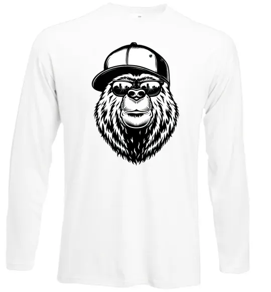 Лонгслив Bear in fullcap Белый фото