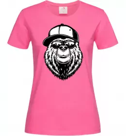 Женская футболка Bear in fullcap Ярко-розовый фото