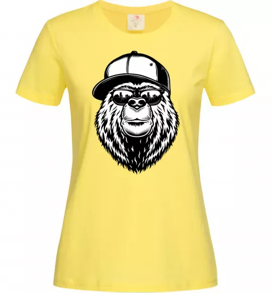 Жіноча футболка Bear in fullcap Лимонний фото