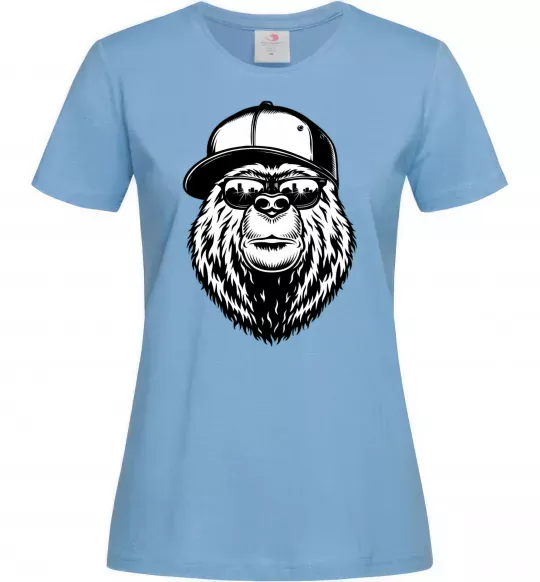 Жіноча футболка Bear in fullcap Блакитний фото