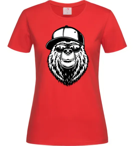 Жіноча футболка Bear in fullcap Червоний фото