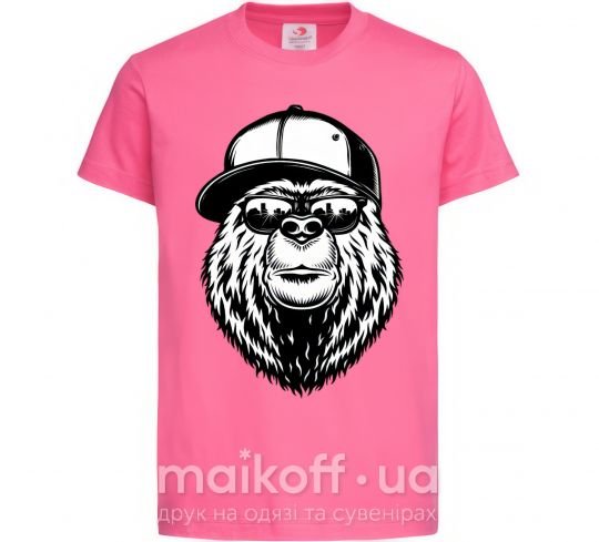 Детская футболка Bear in fullcap Ярко-розовый фото