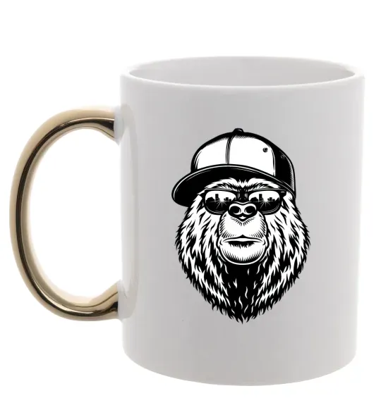 Чашка с цветной ручкой Bear in fullcap Золото фото