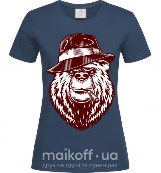 Женская футболка Bear with a cigar Темно-синий фото