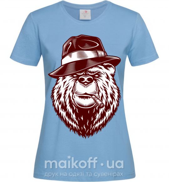 Жіноча футболка Bear with a cigar Блакитний фото