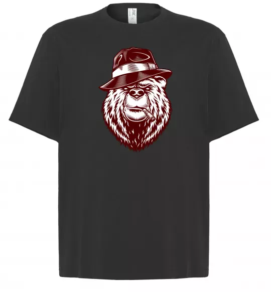 Футболка Оверсайз Bear with a cigar Черный фото