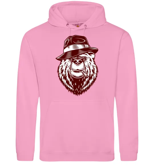Мужская толстовка (худи) Bear with a cigar Розовый фото