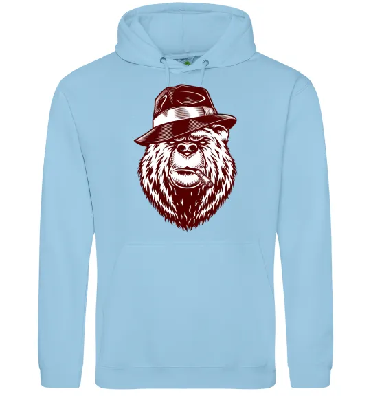 Мужская толстовка (худи) Bear with a cigar Голубой фото