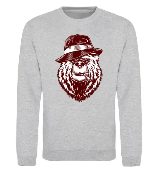 Світшот Bear with a cigar Сірий меланж фото