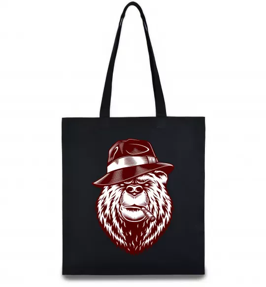 Еко-сумка Bear with a cigar Чорний фото