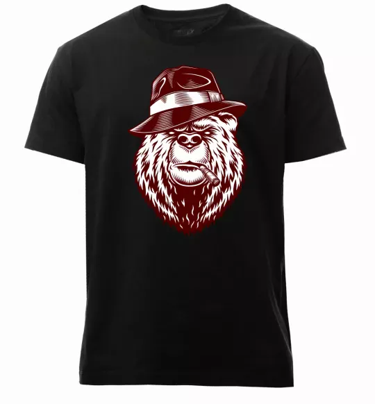 Мужская премиум футболка Bear with a cigar Черный фото
