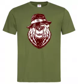 Мужская футболка Bear with a cigar Оливковый фото