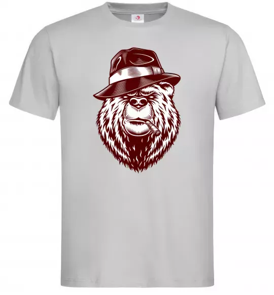 Чоловіча футболка Bear with a cigar Сірий фото