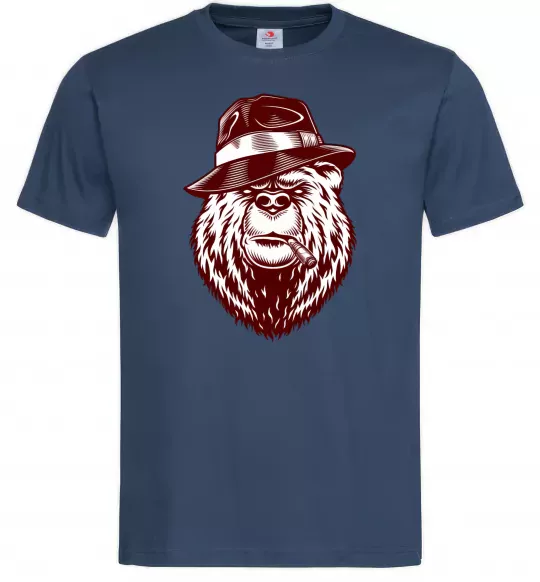 Чоловіча футболка Bear with a cigar Темно-синій фото