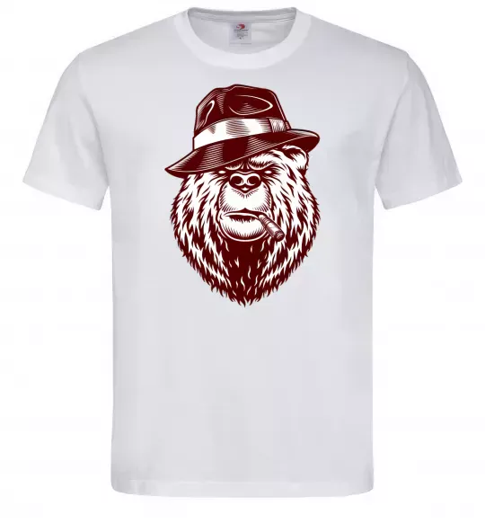 Чоловіча футболка Bear with a cigar Білий фото