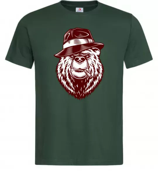 Чоловіча футболка Bear with a cigar Темно-зелений фото