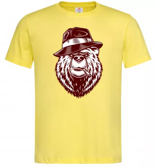 Чоловіча футболка Bear with a cigar Лимонний фото