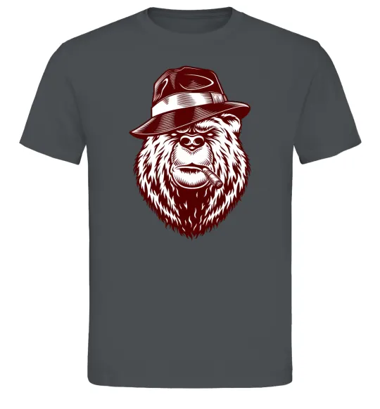 Чоловіча футболка Bear with a cigar Графіт фото