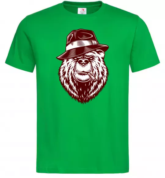 Чоловіча футболка Bear with a cigar Зелений фото