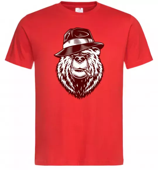 Чоловіча футболка Bear with a cigar Червоний фото