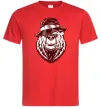 Чоловіча футболка Bear with a cigar Червоний Чоловіча футболка Bear with a cigar Червоний фото