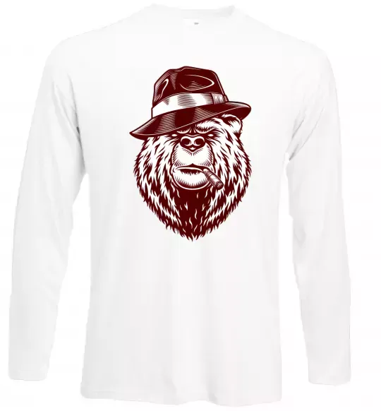 Лонгслив Bear with a cigar Белый фото