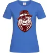 Женская футболка Bear with a cigar Ярко-синий Женская футболка Bear with a cigar Ярко-синий фото