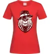 Женская футболка Bear with a cigar Красный Женская футболка Bear with a cigar Красный фото