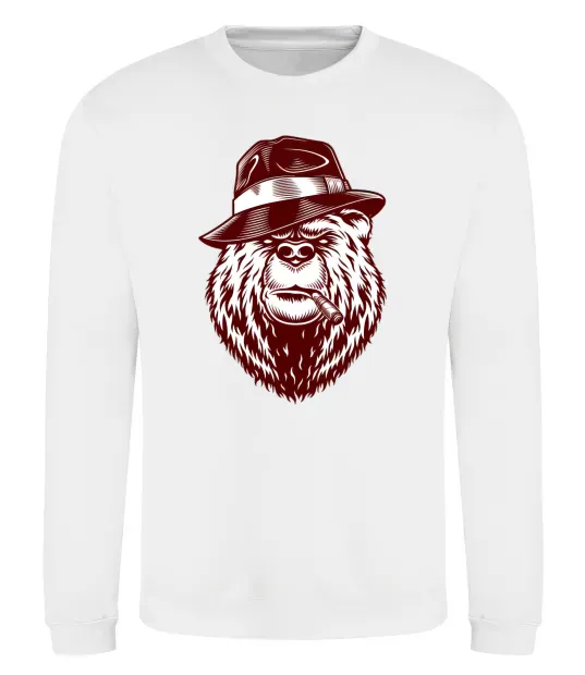 Свитшот Bear with a cigar Белый фото