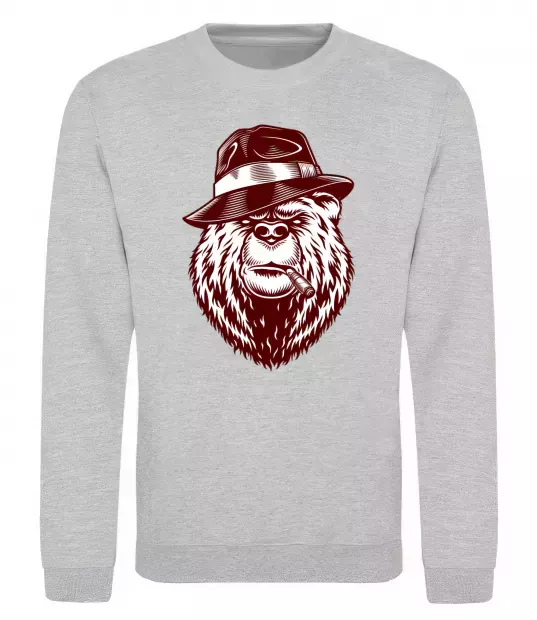 Свитшот Bear with a cigar Серый меланж фото