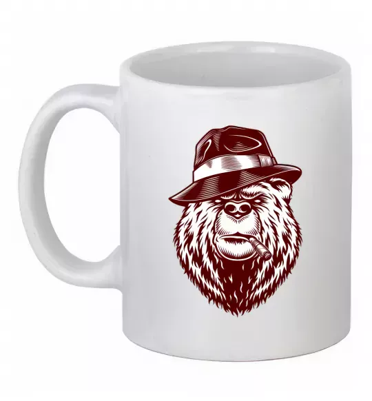 Чашка керамічна Bear with a cigar Білий фото