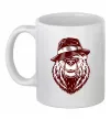 Чашка керамічна Bear with a cigar Білий фото