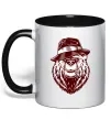 Чашка с цветной ручкой Bear with a cigar Черный фото