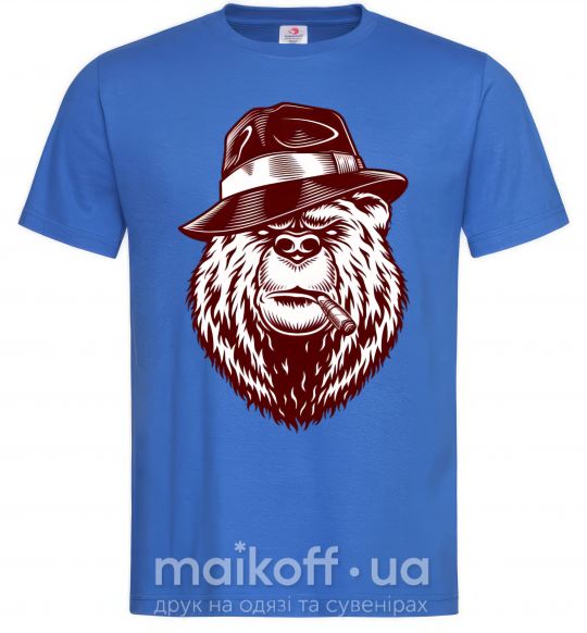 Чоловіча футболка Bear with a cigar Яскраво-синій фото