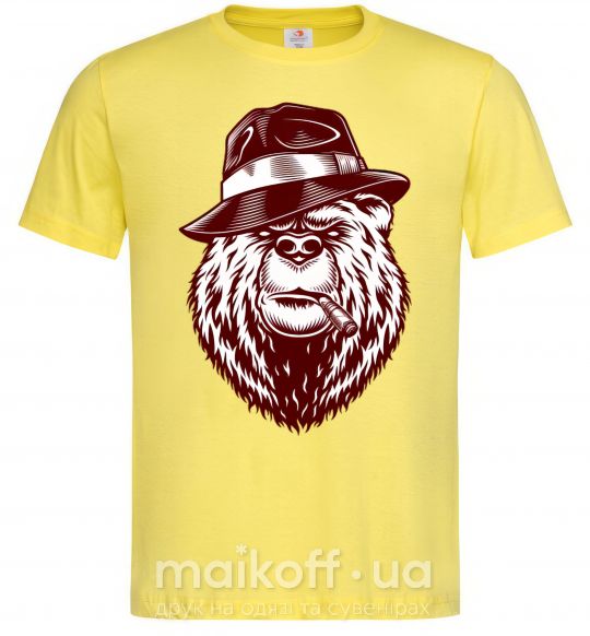 Чоловіча футболка Bear with a cigar Лимонний фото